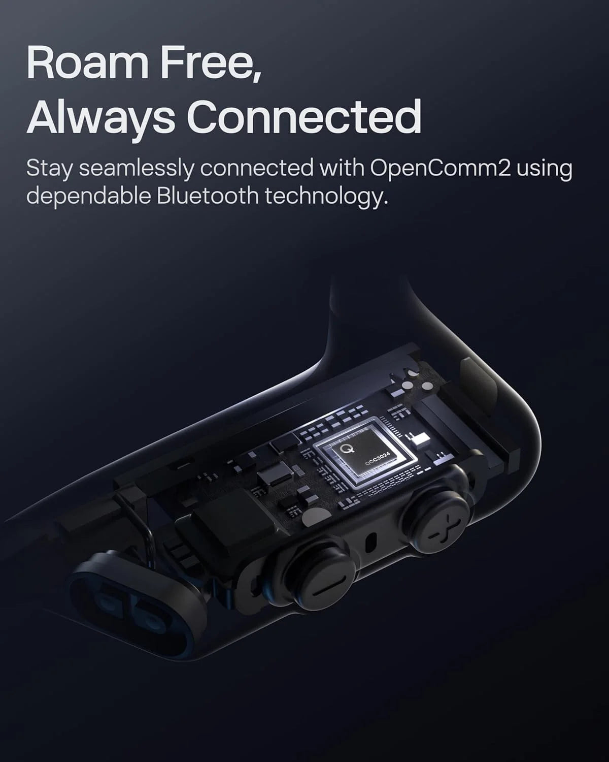 SHOKZ OpenComm2 UC 2025 Upgrade - Open-Ear Wireless Computer Headset with Boom Mic, Bone Conduction Bluetooth Stereo Headphones (Renewed)